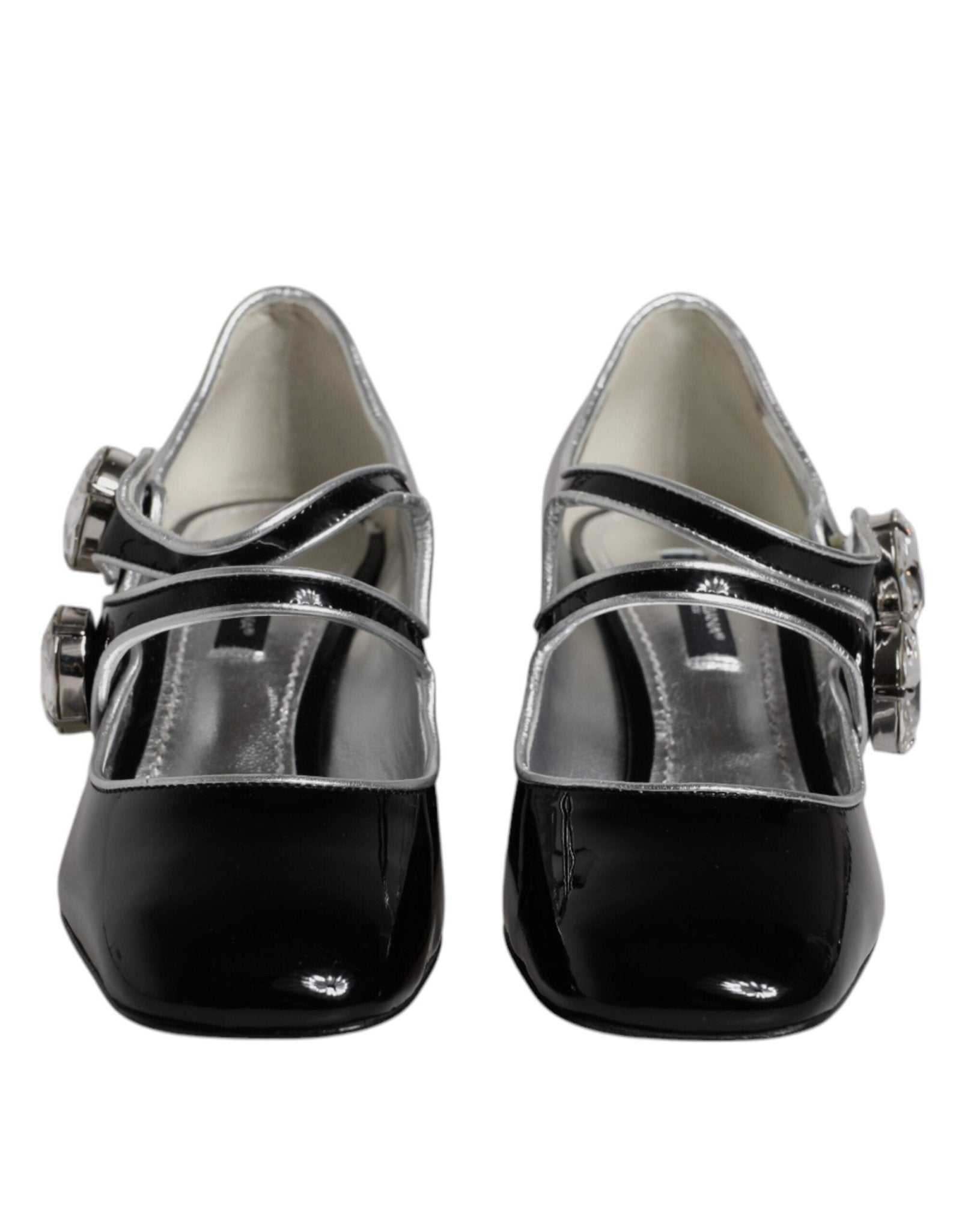 Dolce & Gabbana Black Patent Leather Crystal Mary Jane Pumps Shoes - SMARTMARTNZ