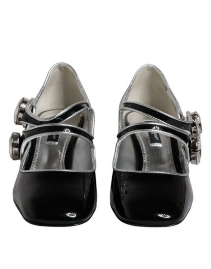 Dolce & Gabbana Black Patent Leather Crystal Mary Jane Pumps Shoes - SMARTMARTNZ