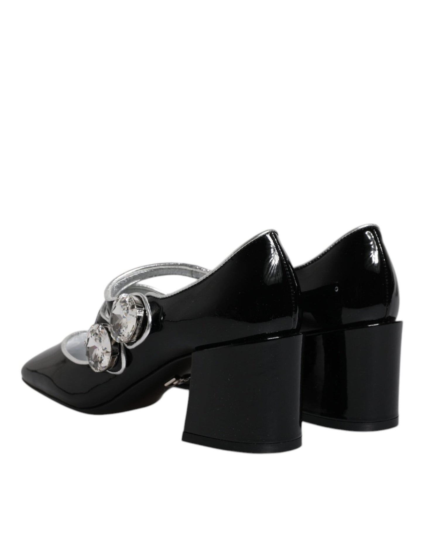 Dolce & Gabbana Black Patent Leather Crystal Mary Jane Pumps Shoes - SMARTMARTNZ