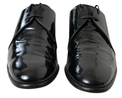 Dolce & Gabbana Black Patent Leather Formal Shoes - SMARTMARTNZ
