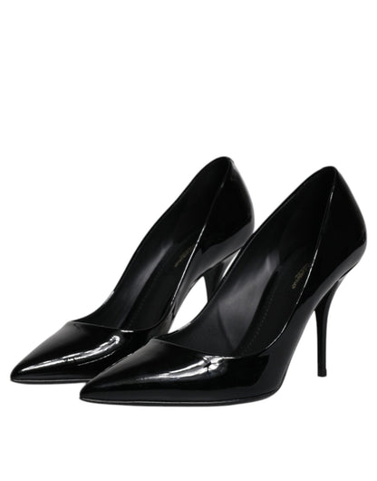 Dolce & Gabbana Black Patent Leather High Heels Pumps Shoes - SMARTMARTNZ