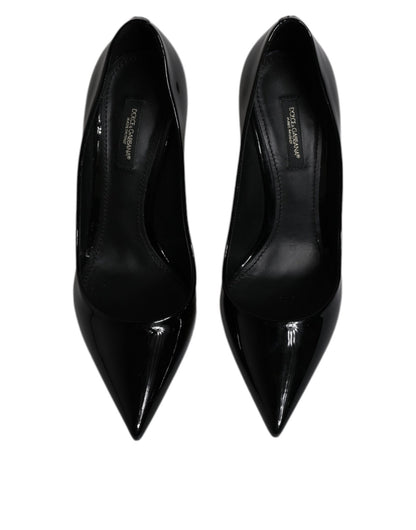 Dolce & Gabbana Black Patent Leather High Heels Pumps Shoes - SMARTMARTNZ