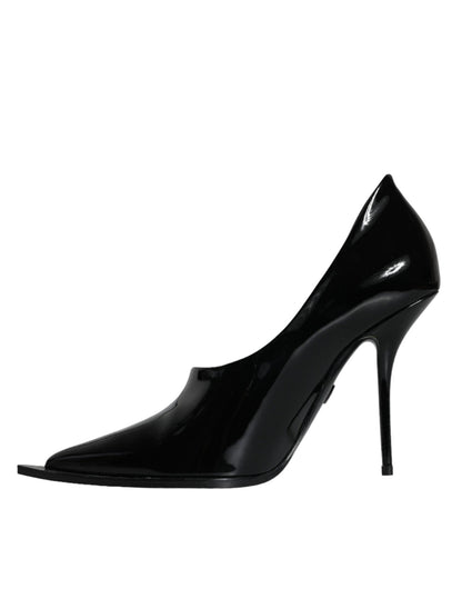 Dolce & Gabbana Black Patent Leather High Heels Pumps Shoes - SMARTMARTNZ