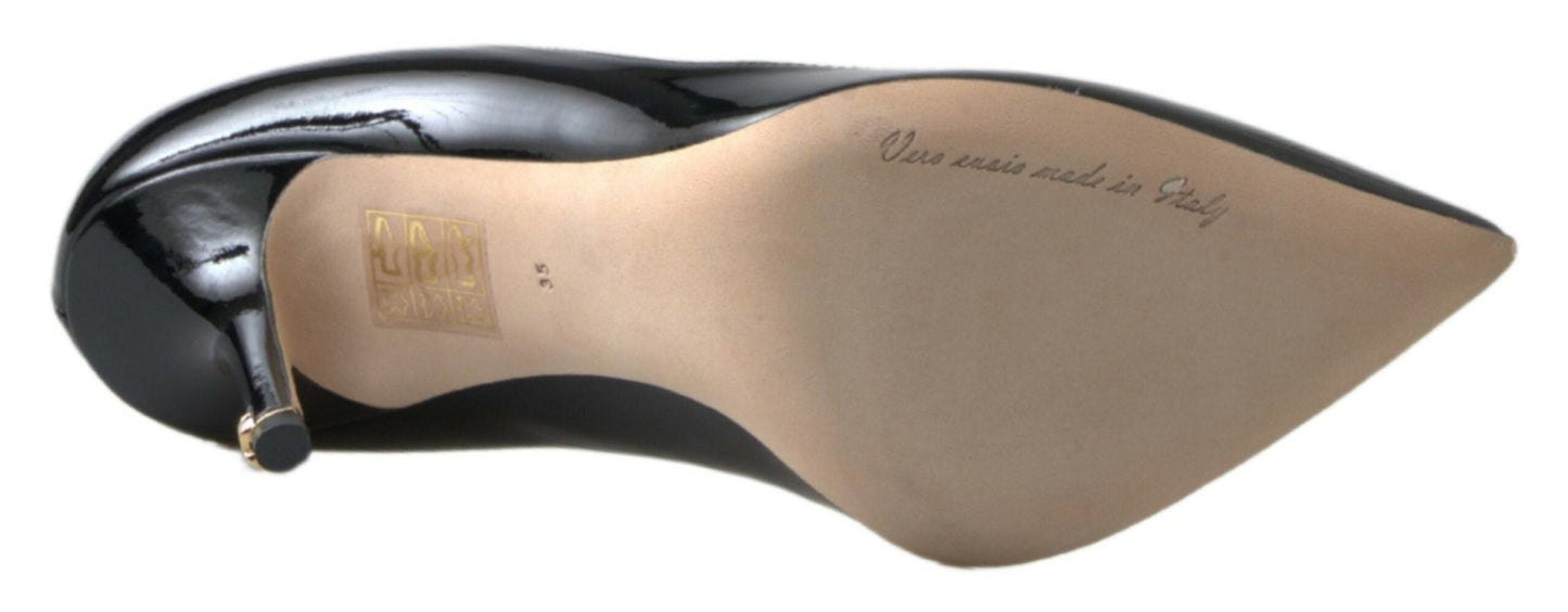 Dolce & Gabbana Black Patent Leather High Heels Pumps Shoes - SMARTMARTNZ