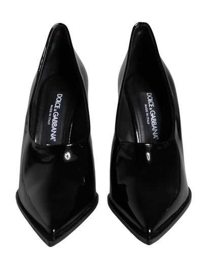 Dolce & Gabbana Black Patent Leather High Heels Pumps Shoes - SMARTMARTNZ
