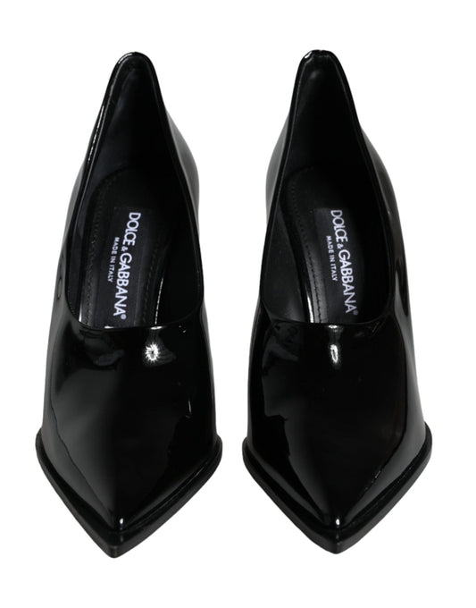 Dolce & Gabbana Black Patent Leather High Heels Pumps Shoes - SMARTMARTNZ