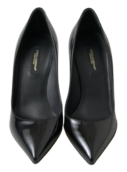 Dolce & Gabbana Black Patent Leather High Heels Pumps Shoes - SMARTMARTNZ