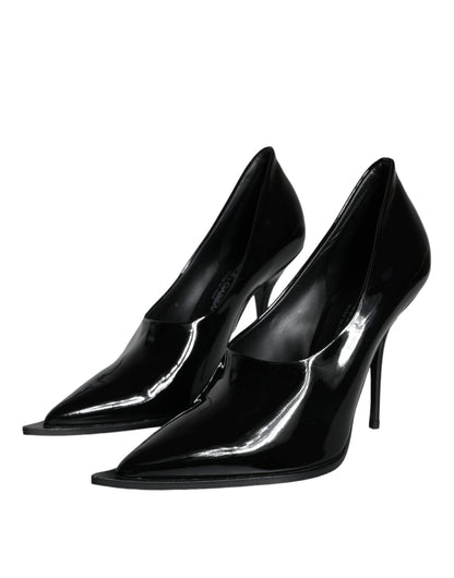 Dolce & Gabbana Black Patent Leather High Heels Pumps Shoes - SMARTMARTNZ
