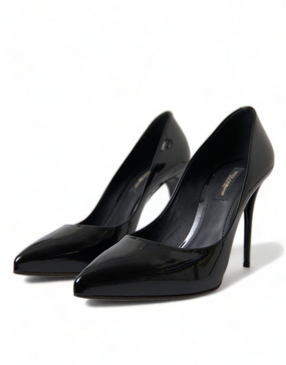 Dolce & Gabbana Black Patent Leather Pumps Heels Shoes - SMARTMARTNZ