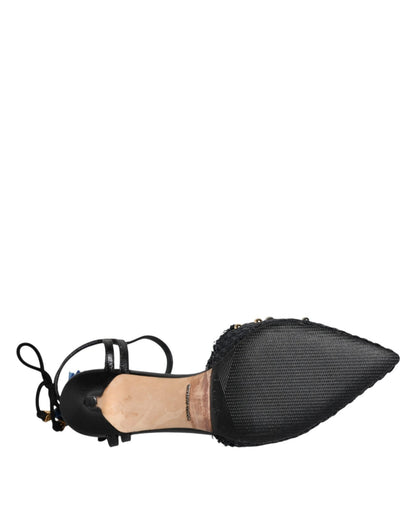 Dolce & Gabbana Black Pineapple Bellucci Heels Sandals Shoes - SMARTMARTNZ