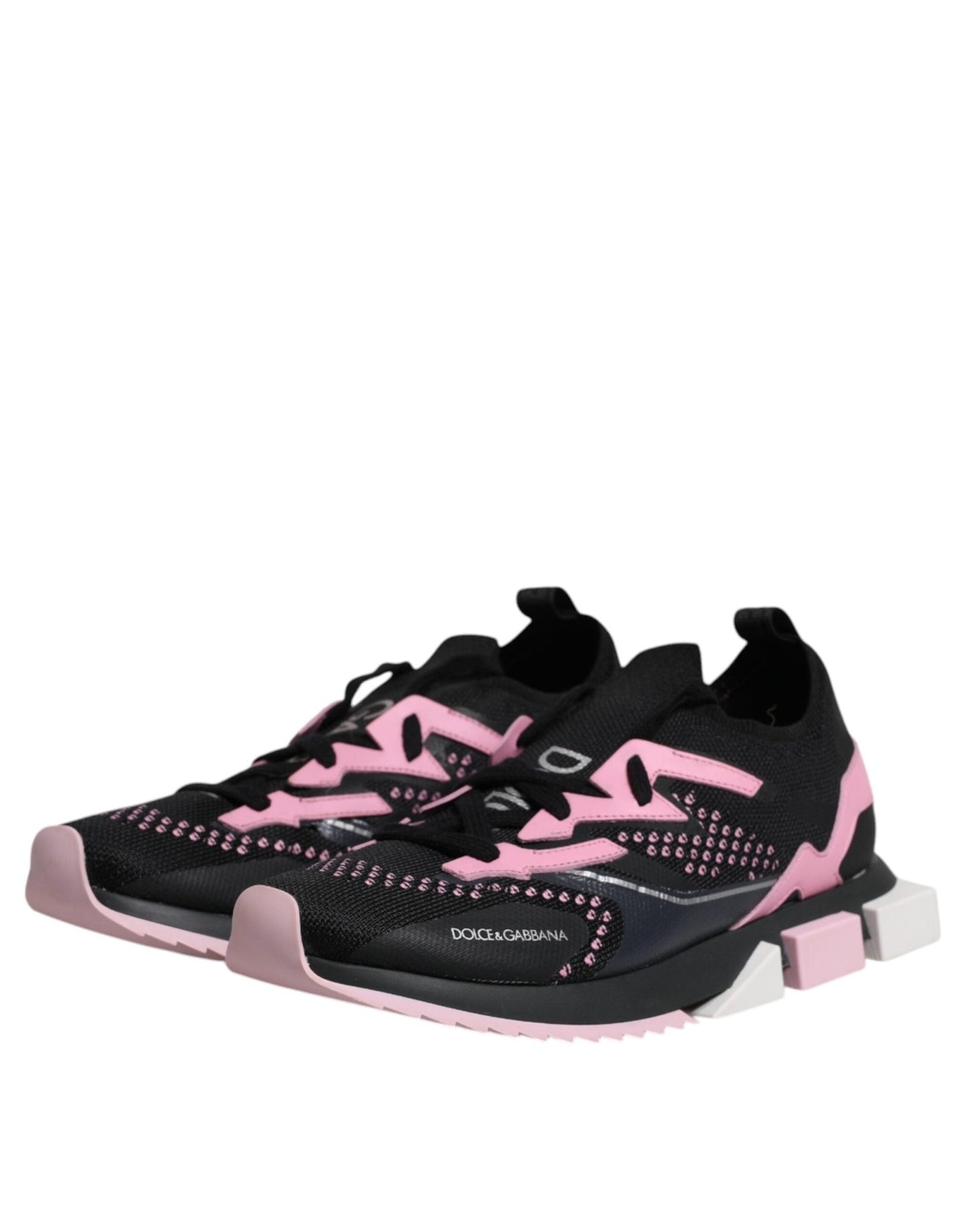 Dolce & Gabbana Black Pink SORRENTO Sport Stretch Sneakers Shoes - SMARTMARTNZ