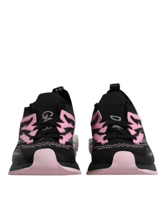 Dolce & Gabbana Black Pink SORRENTO Sport Stretch Sneakers Shoes - SMARTMARTNZ