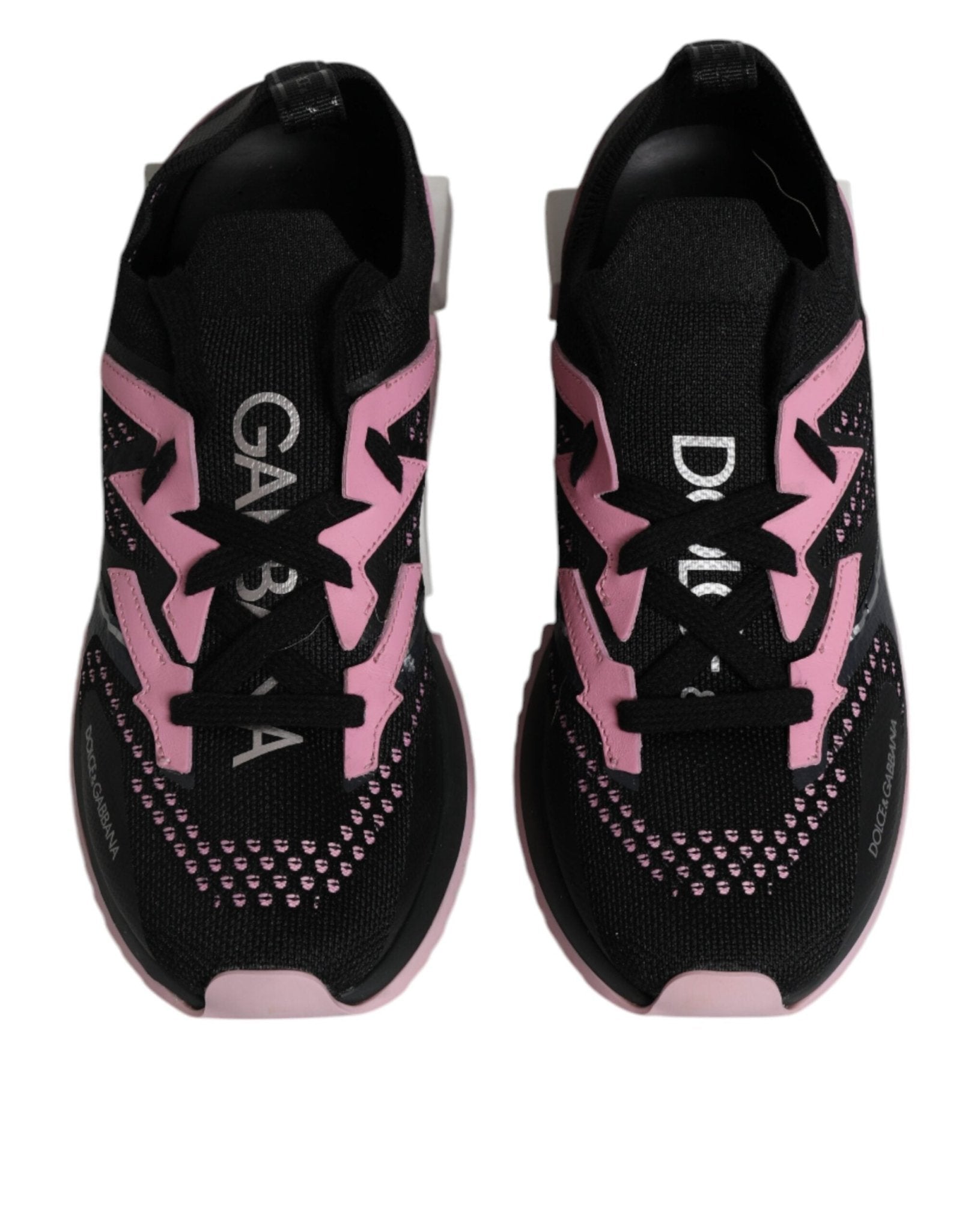 Dolce & Gabbana Black Pink SORRENTO Sport Stretch Sneakers Shoes - SMARTMARTNZ
