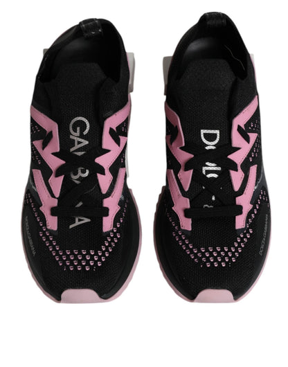 Dolce & Gabbana Black Pink SORRENTO Sport Stretch Sneakers Shoes - SMARTMARTNZ