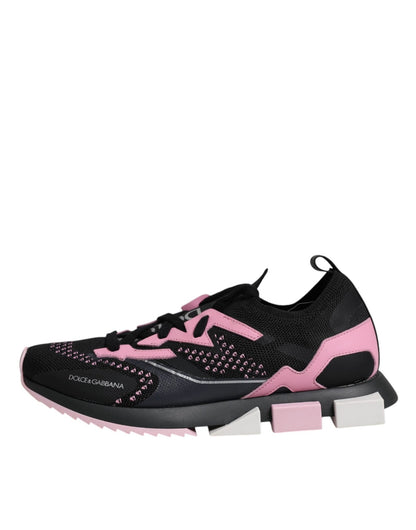 Dolce & Gabbana Black Pink SORRENTO Sport Stretch Sneakers Shoes - SMARTMARTNZ