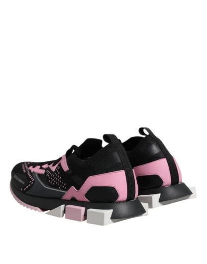 Dolce & Gabbana Black Pink SORRENTO Sport Stretch Sneakers Shoes - SMARTMARTNZ