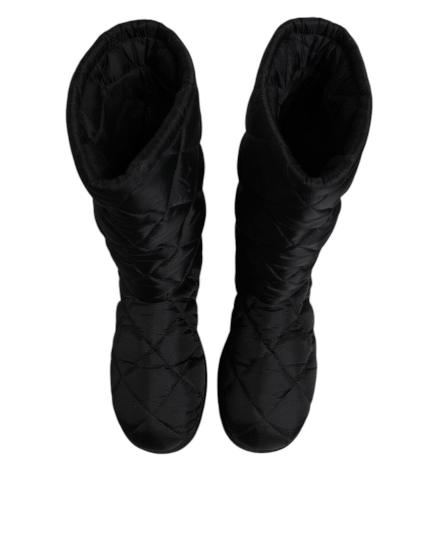 Dolce & Gabbana Black Polyester Padded Mid Calf Boots Winter Shoes - SMARTMARTNZ