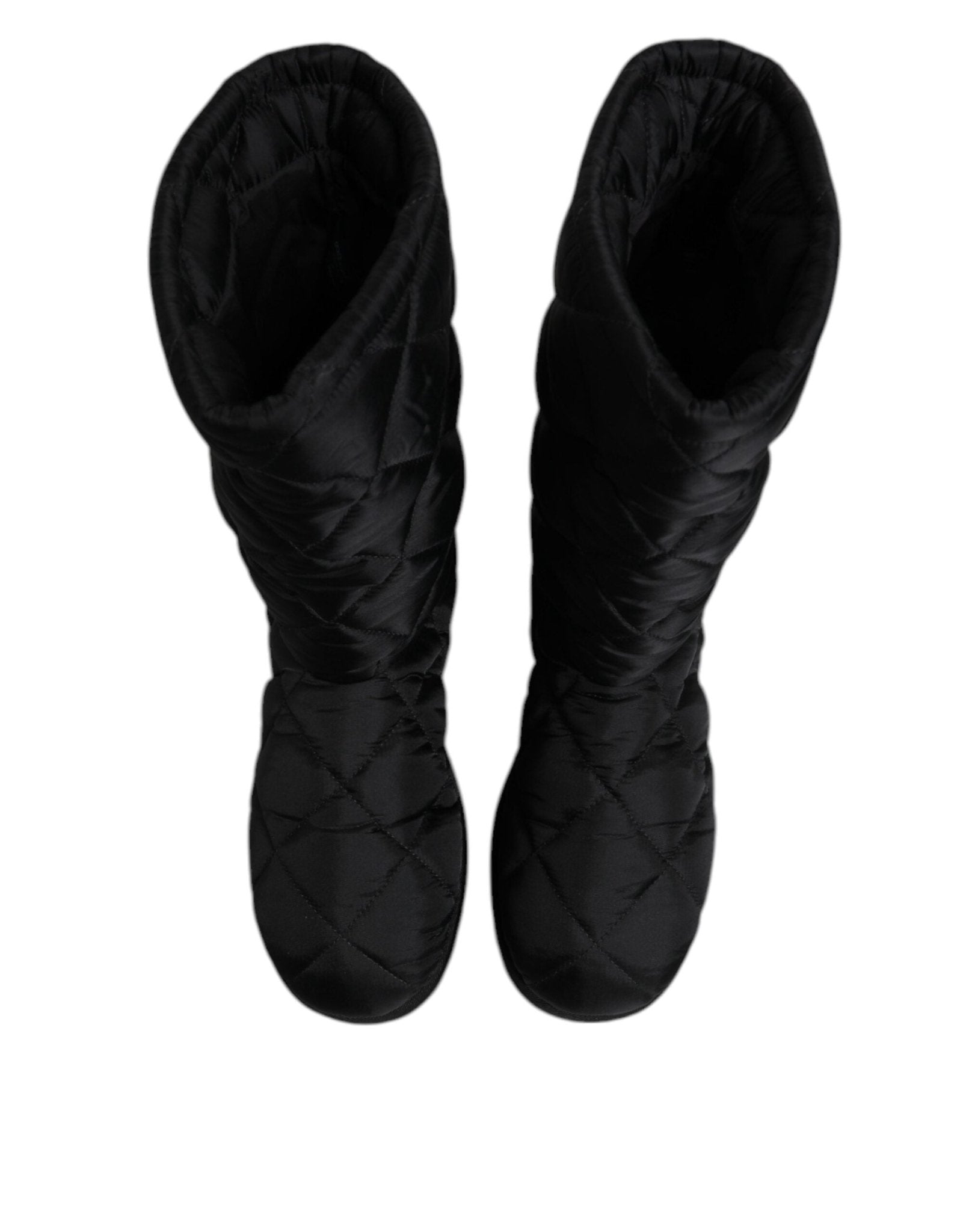 Dolce & Gabbana Black Polyester Padded Mid Calf Boots Winter Shoes - SMARTMARTNZ
