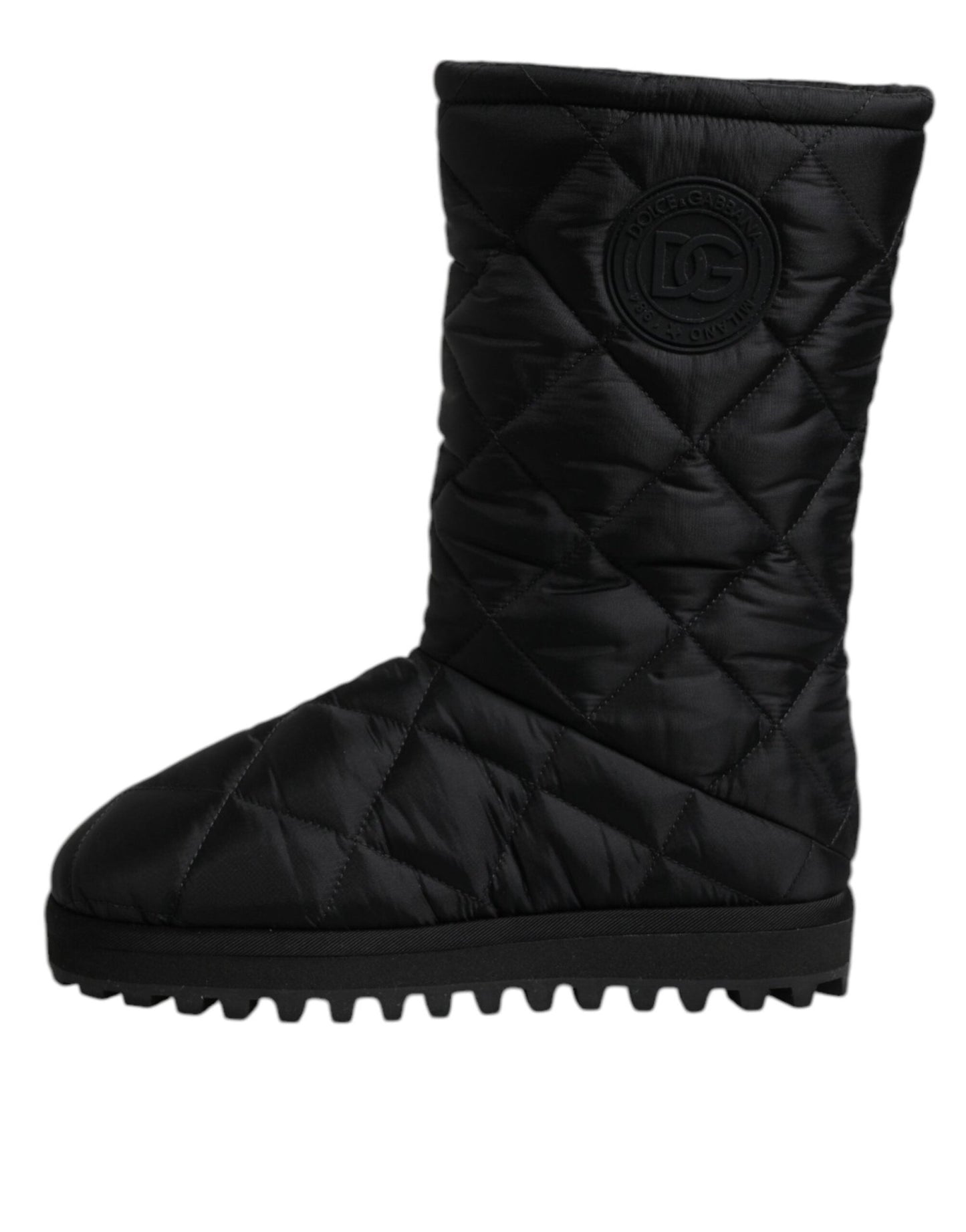 Dolce & Gabbana Black Polyester Padded Mid Calf Boots Winter Shoes - SMARTMARTNZ