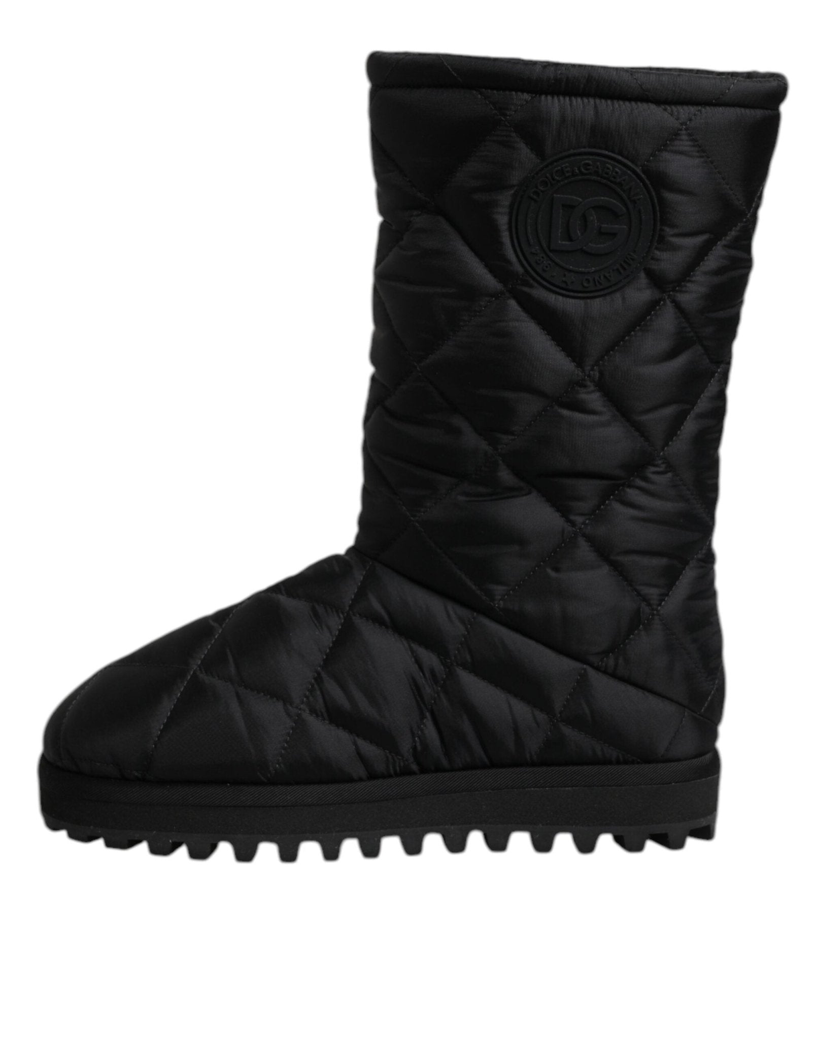 Dolce & Gabbana Black Polyester Padded Mid Calf Boots Winter Shoes - SMARTMARTNZ