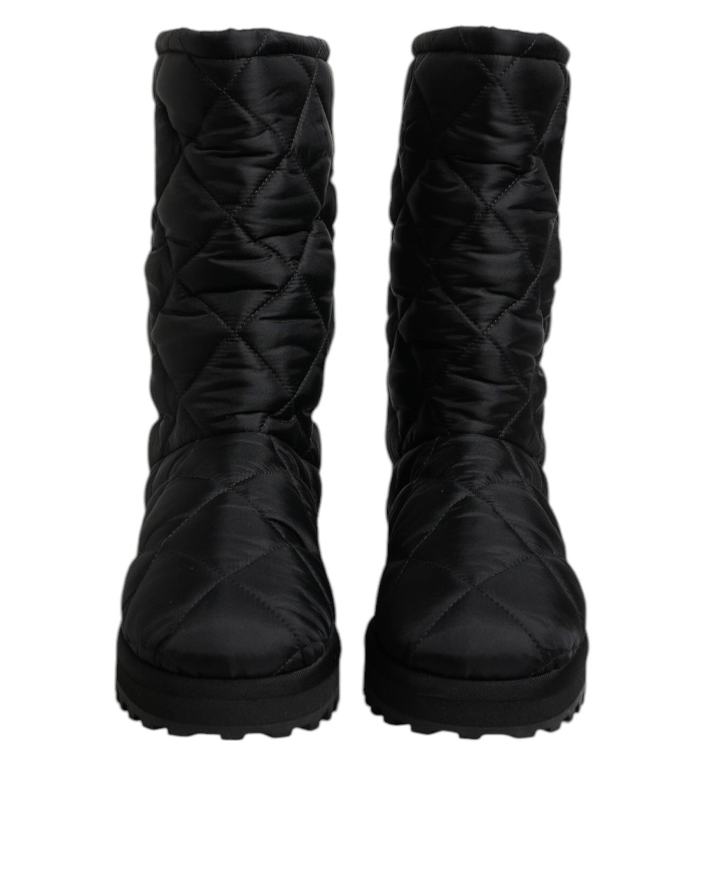 Dolce & Gabbana Black Polyester Padded Mid Calf Boots Winter Shoes - SMARTMARTNZ