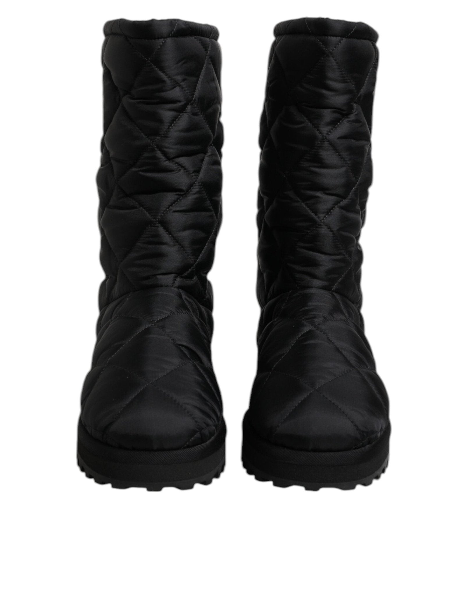 Dolce & Gabbana Black Polyester Padded Mid Calf Boots Winter Shoes - SMARTMARTNZ