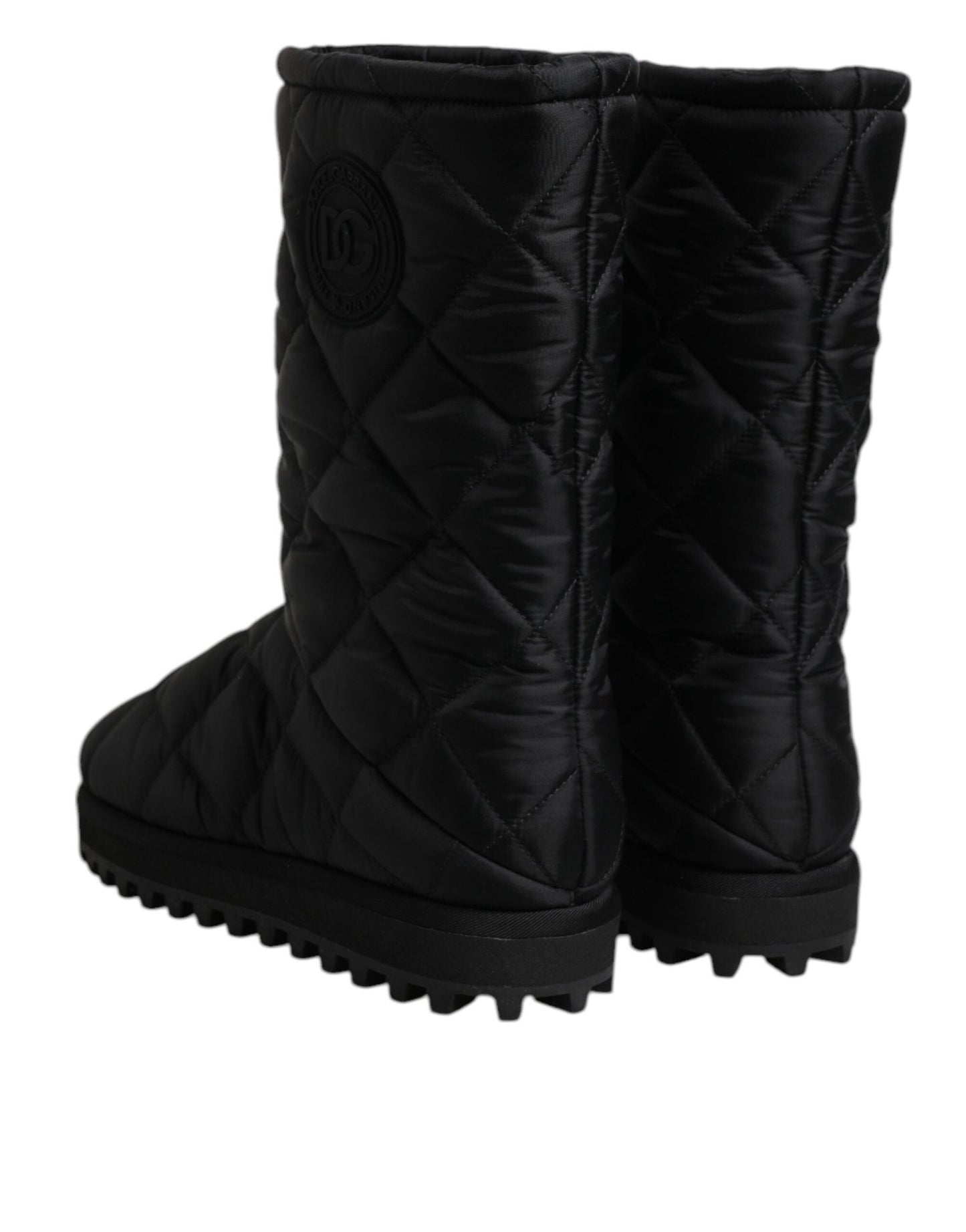 Dolce & Gabbana Black Polyester Padded Mid Calf Boots Winter Shoes - SMARTMARTNZ