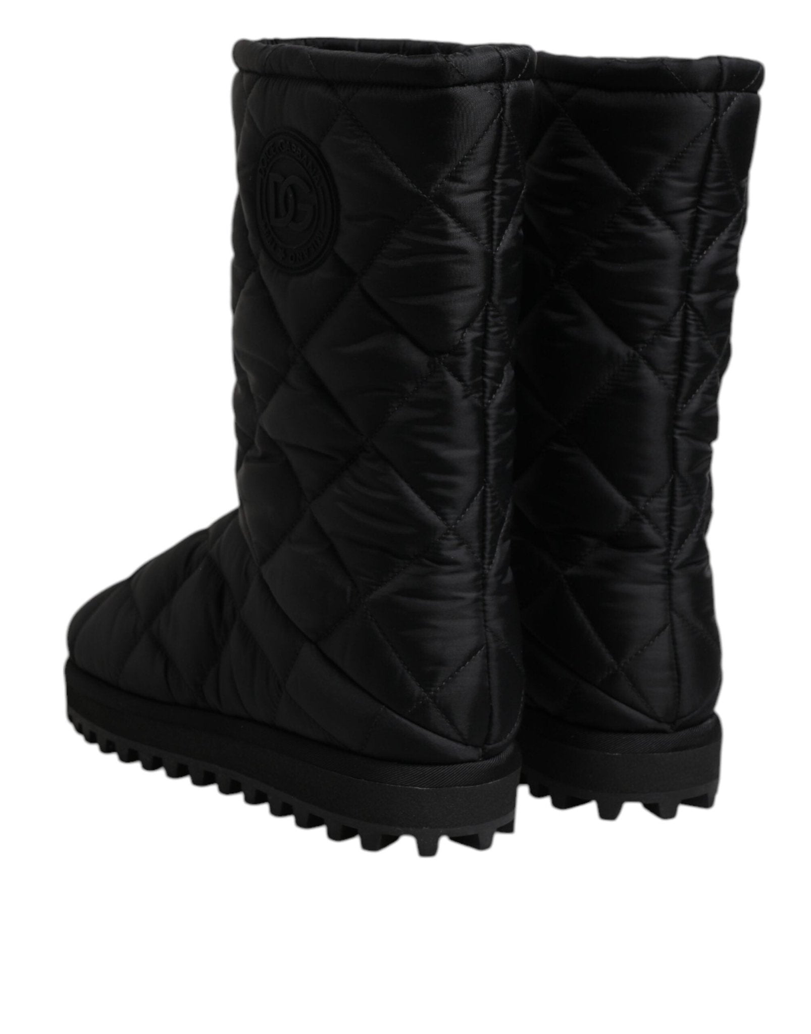 Dolce & Gabbana Black Polyester Padded Mid Calf Boots Winter Shoes - SMARTMARTNZ
