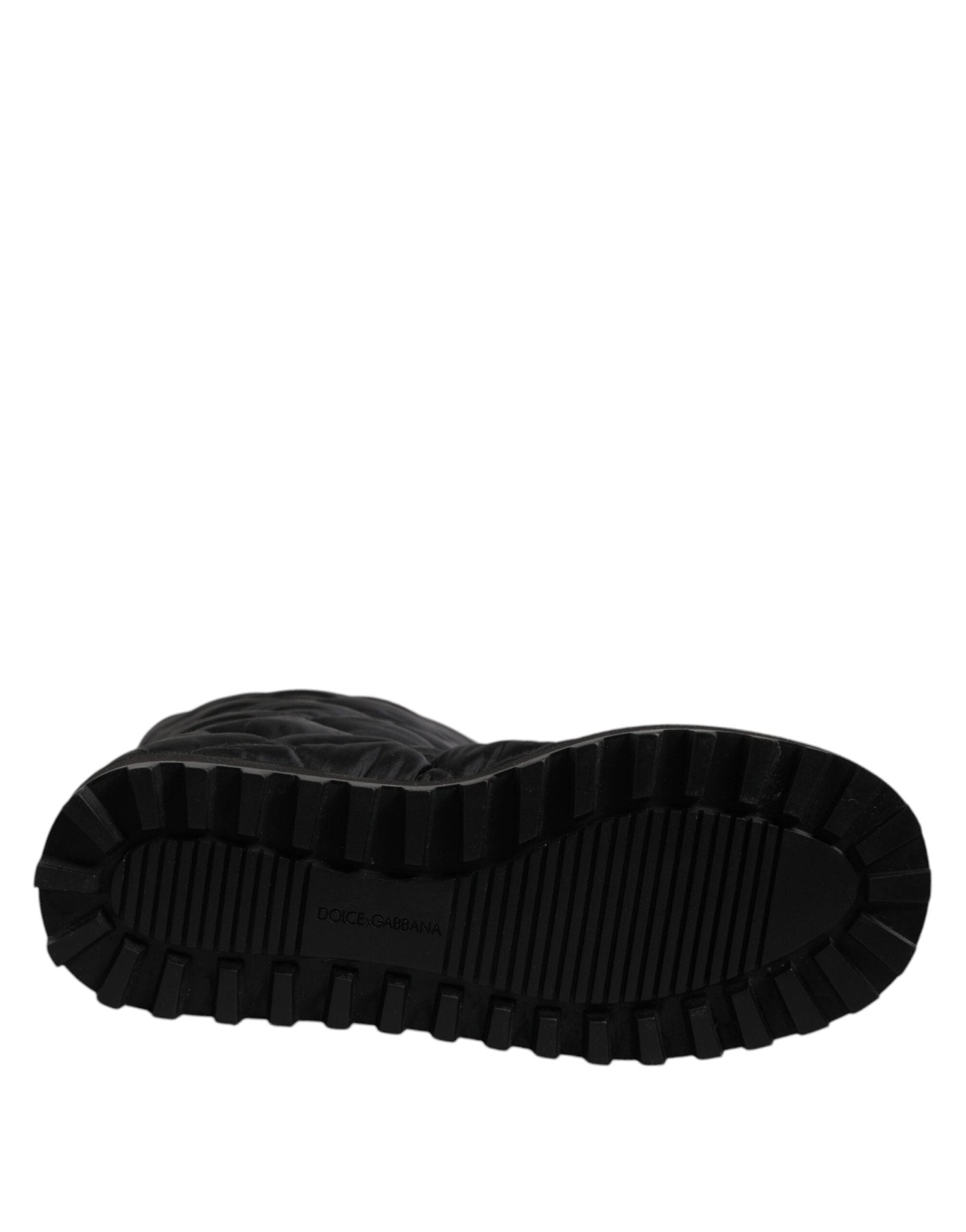 Dolce & Gabbana Black Polyester Padded Mid Calf Boots Winter Shoes - SMARTMARTNZ