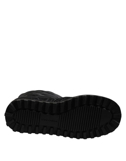 Dolce & Gabbana Black Polyester Padded Mid Calf Boots Winter Shoes - SMARTMARTNZ