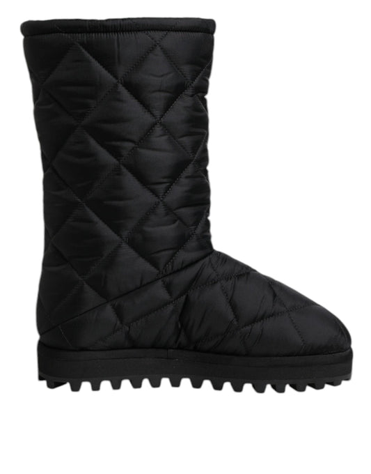Dolce & Gabbana Black Polyester Padded Mid Calf Boots Winter Shoes - SMARTMARTNZ