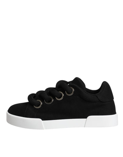 Dolce & Gabbana Black Portofino Low Top Sneakers Shoes - SMARTMARTNZ