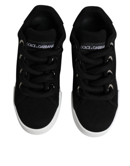 Dolce & Gabbana Black Portofino Low Top Sneakers Shoes - SMARTMARTNZ