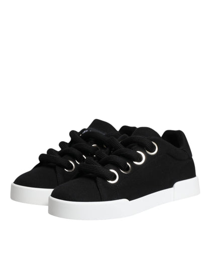 Dolce & Gabbana Black Portofino Low Top Sneakers Shoes - SMARTMARTNZ