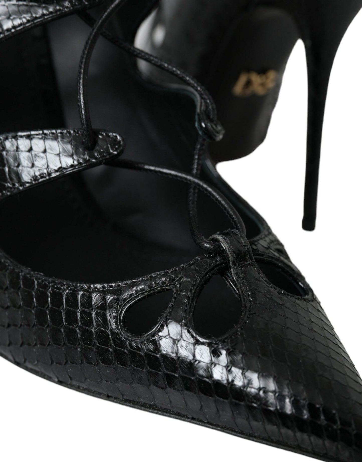 Dolce & Gabbana Black Python Leather Mary Jane Pumps Shoes - SMARTMARTNZ