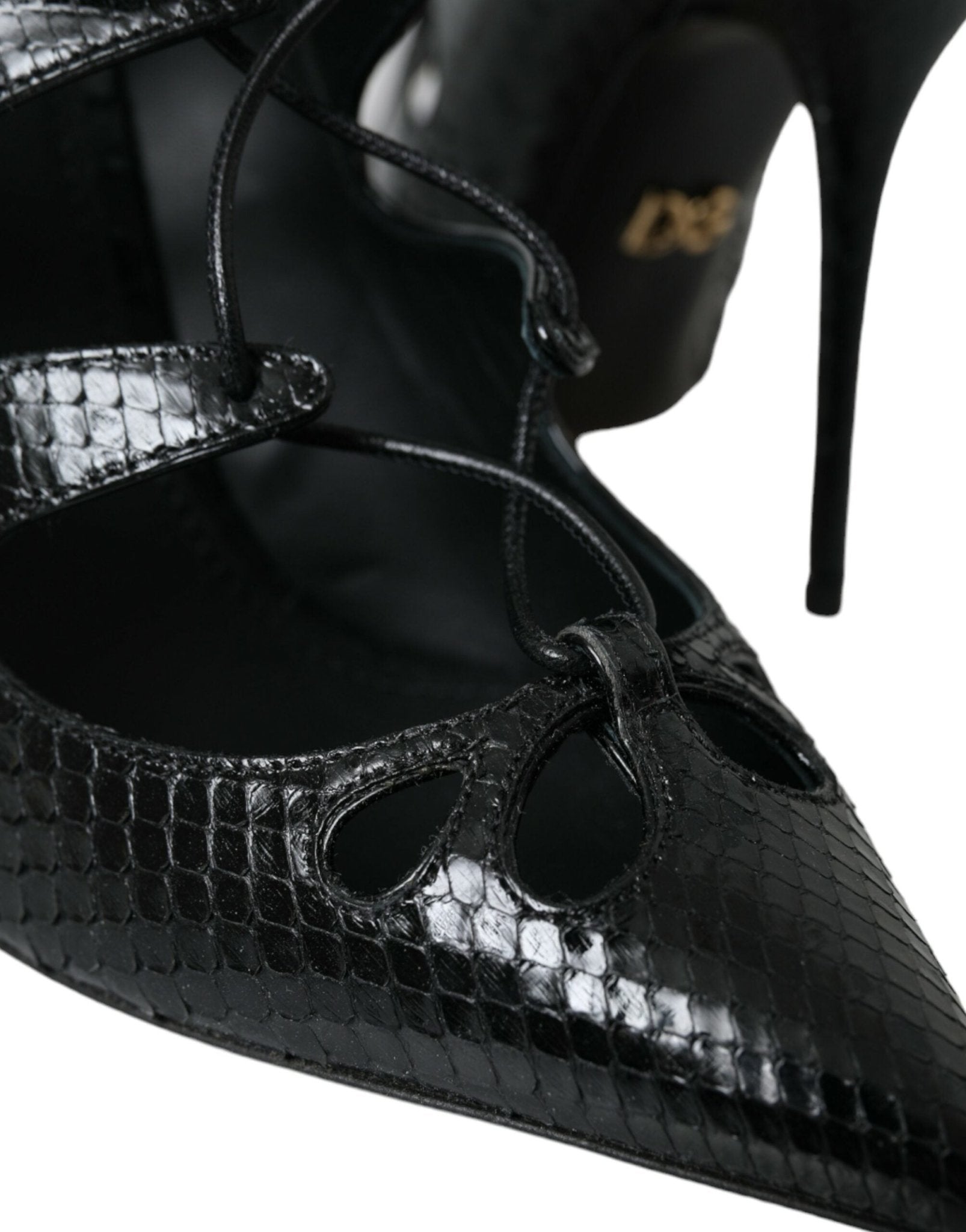 Dolce & Gabbana Black Python Leather Mary Jane Pumps Shoes - SMARTMARTNZ