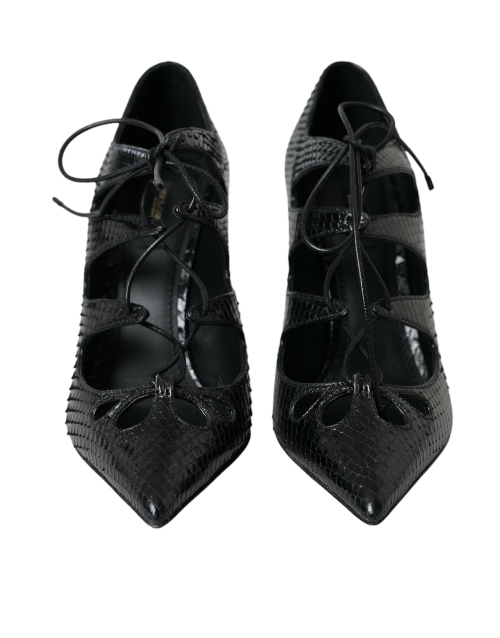 Dolce & Gabbana Black Python Leather Mary Jane Pumps Shoes - SMARTMARTNZ