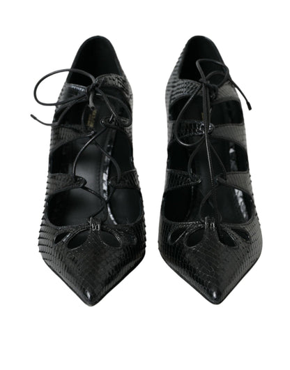 Dolce & Gabbana Black Python Leather Mary Jane Pumps Shoes - SMARTMARTNZ