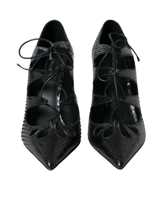 Dolce & Gabbana Black Python Leather Mary Jane Pumps Shoes - SMARTMARTNZ