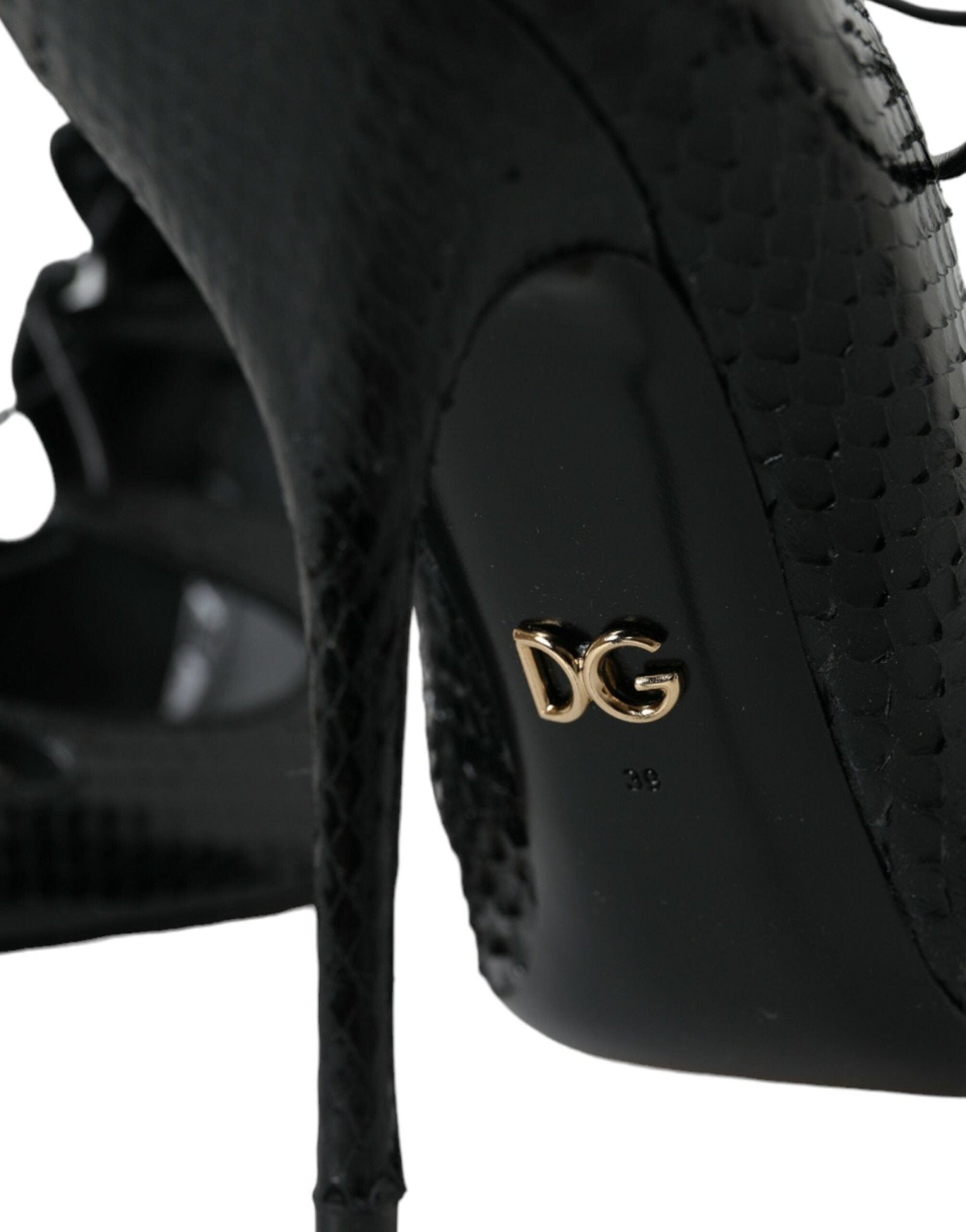 Dolce & Gabbana Black Python Leather Mary Jane Pumps Shoes - SMARTMARTNZ