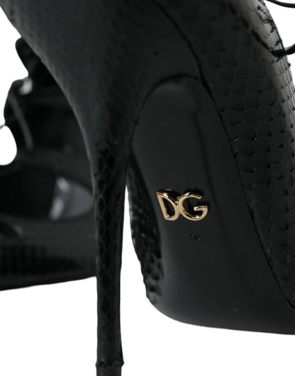 Dolce & Gabbana Black Python Leather Mary Jane Pumps Shoes - SMARTMARTNZ