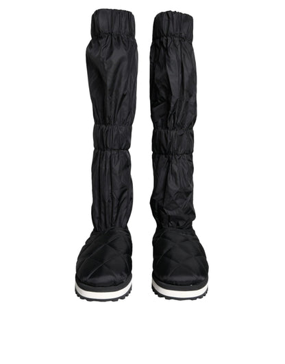 Dolce & Gabbana Black Quilted High Top Boots Sneakers Shoes - SMARTMARTNZ