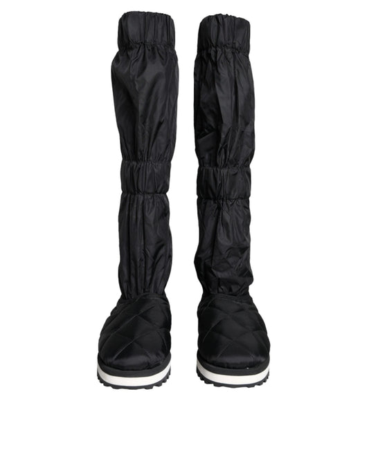 Dolce & Gabbana Black Quilted High Top Boots Sneakers Shoes - SMARTMARTNZ