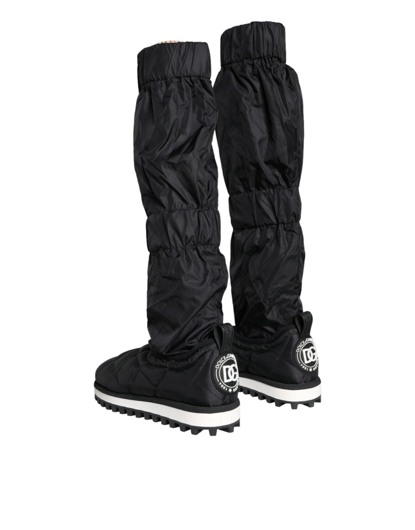 Dolce & Gabbana Black Quilted High Top Boots Sneakers Shoes - SMARTMARTNZ