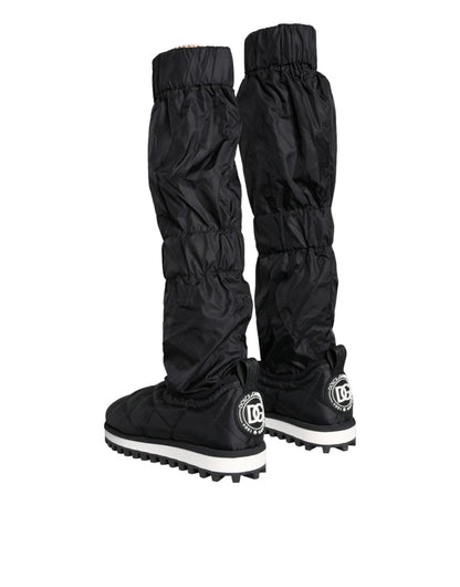 Dolce & Gabbana Black Quilted High Top Boots Sneakers Shoes - SMARTMARTNZ