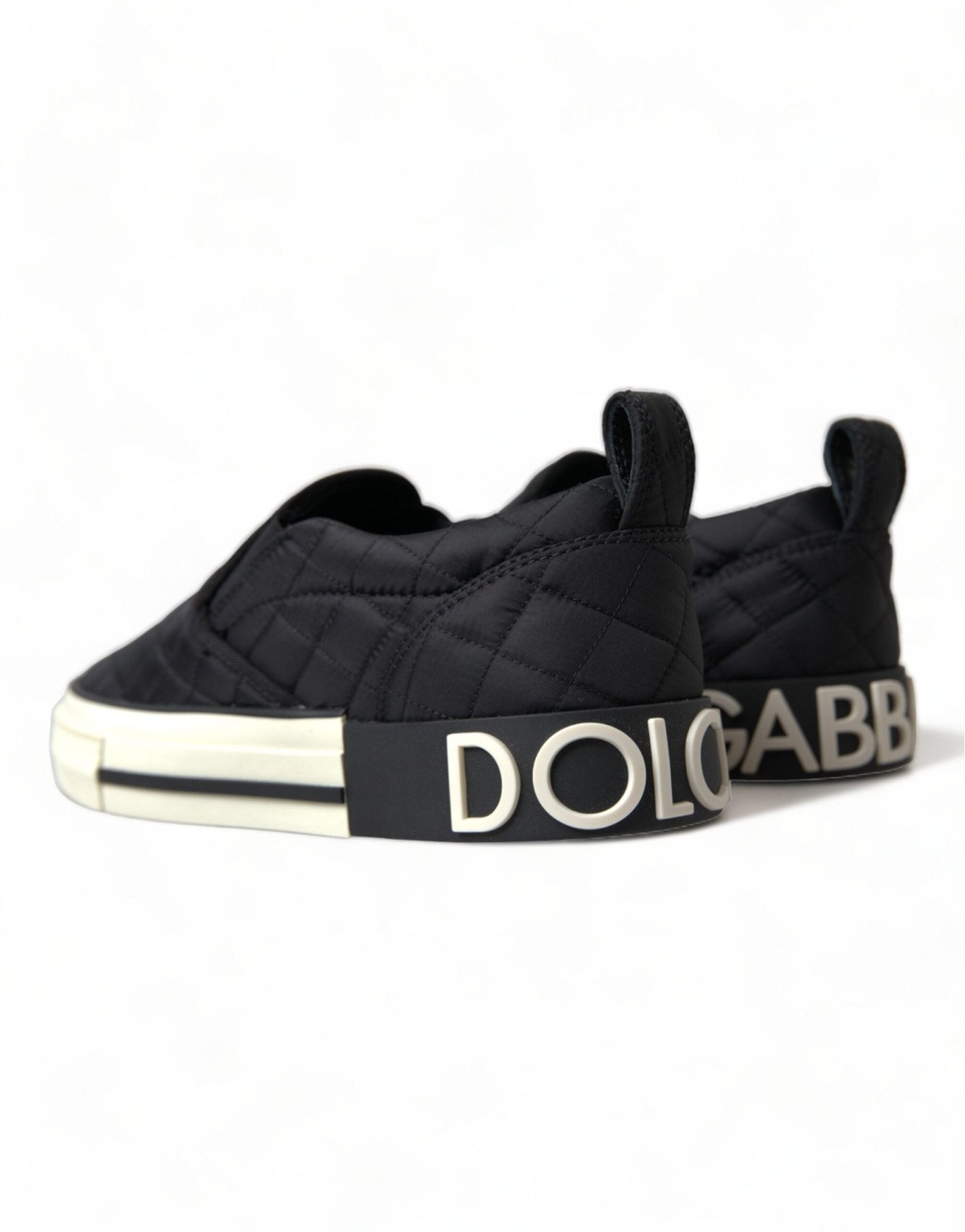 Dolce & Gabbana Black Quilted Slip On Low Top Sneakers Shoes - SMARTMARTNZ