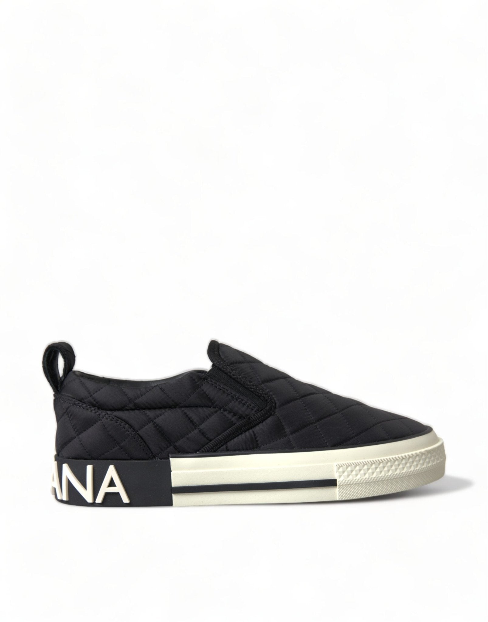 Dolce & Gabbana Black Quilted Slip On Low Top Sneakers Shoes - SMARTMARTNZ