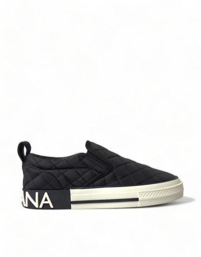 Dolce & Gabbana Black Quilted Slip On Low Top Sneakers Shoes - SMARTMARTNZ
