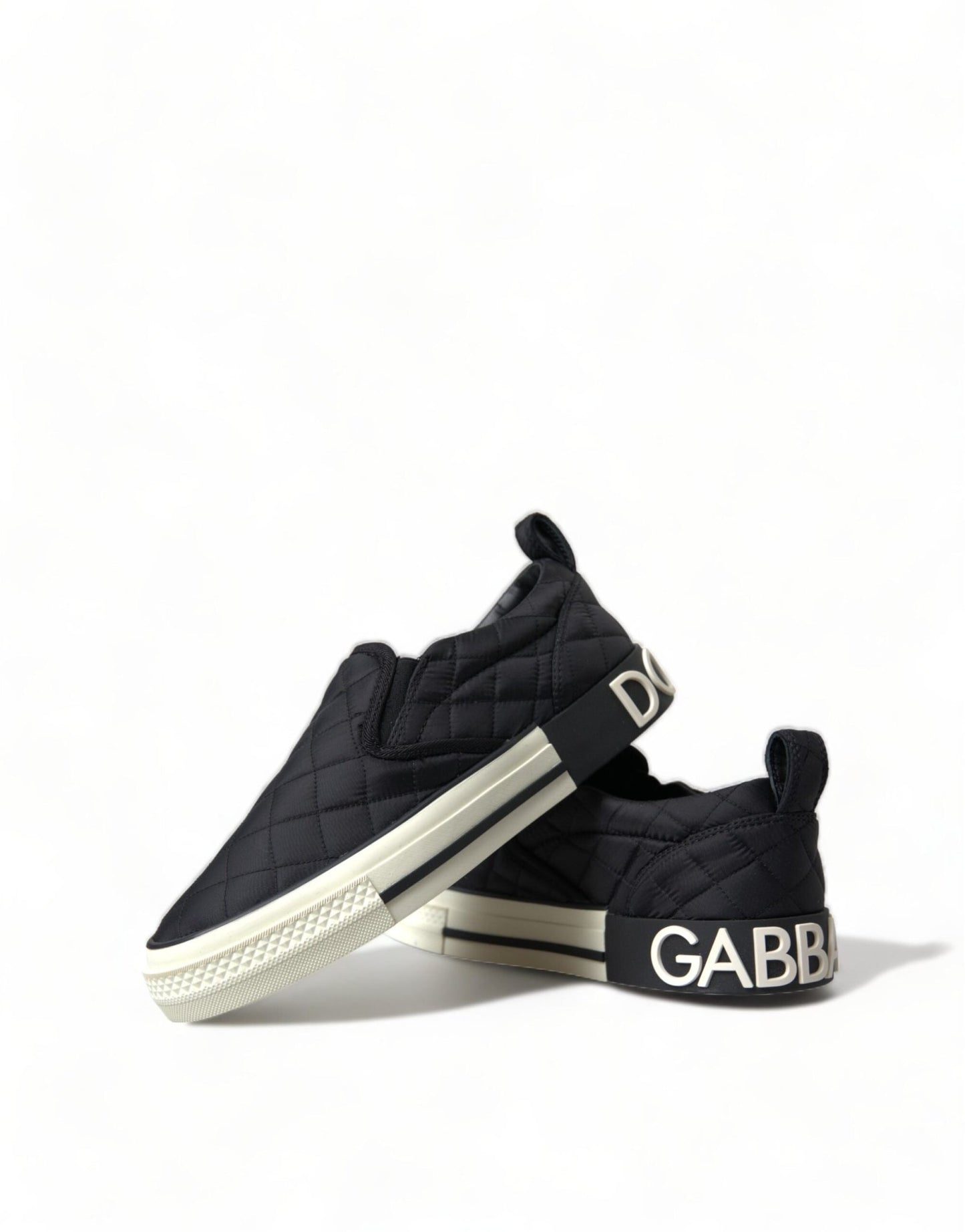 Dolce & Gabbana Black Quilted Slip On Low Top Sneakers Shoes - SMARTMARTNZ