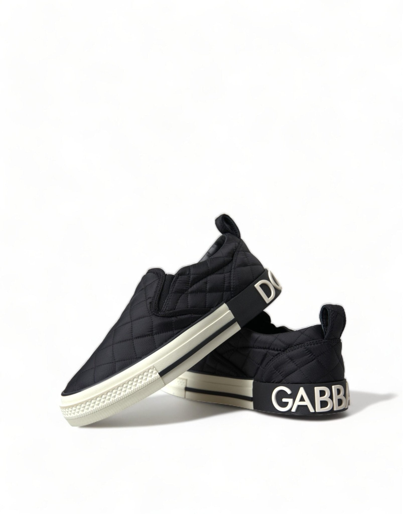 Dolce & Gabbana Black Quilted Slip On Low Top Sneakers Shoes - SMARTMARTNZ